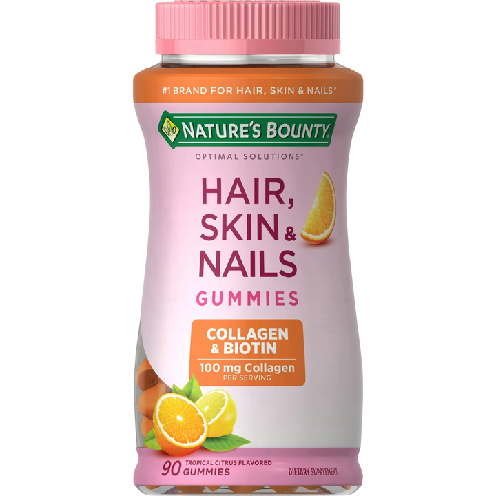 Vitamina / Suplemento / Cabello, Piel, Uñas / Biotina / NATURE'S BOUNTY - Hair, Skin & Nails + Collagen / 90 Gummies
