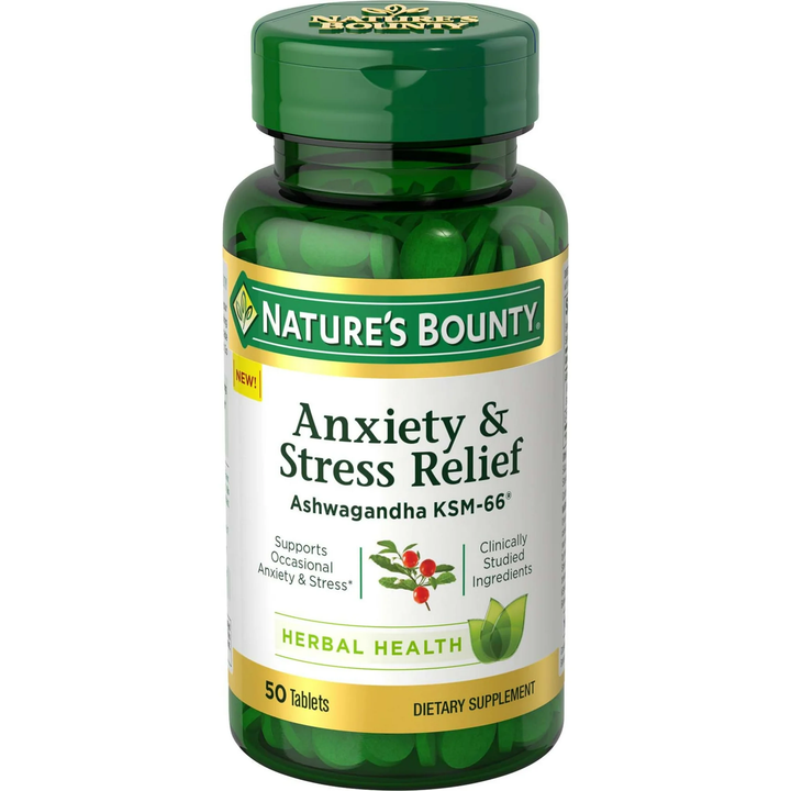 Vitamina / Suplemento / Alivio de Ansiedad & Estrés / Ashwagandha / NATURE'S BOUNTY - Anxiety Stress Relief / 50 Tablets