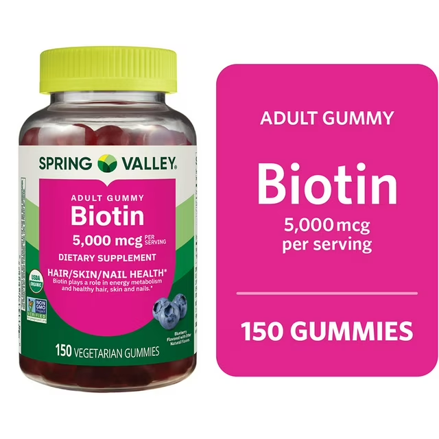 Vitamina / Suplemento / Cabello, Piel, Uñas / Biotina / SPRING VALLEY - Biotin 5,000 mcg / 150 Vegetarian Gummies