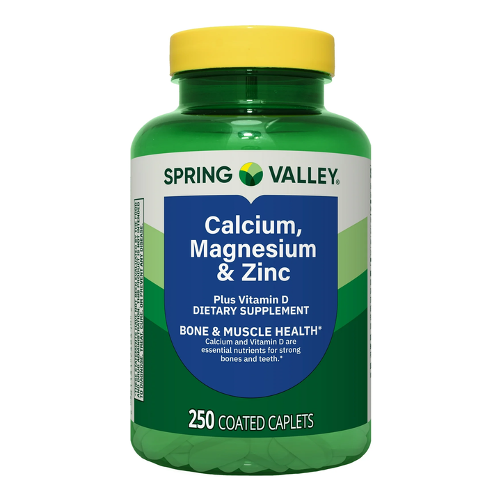 Vitamina / Suplemento / Salud Ósea y Muscular / SPRING VALLEY - Calcium, Magnesium & Zinc Plus Vitamin D / 250 Coated Caplets