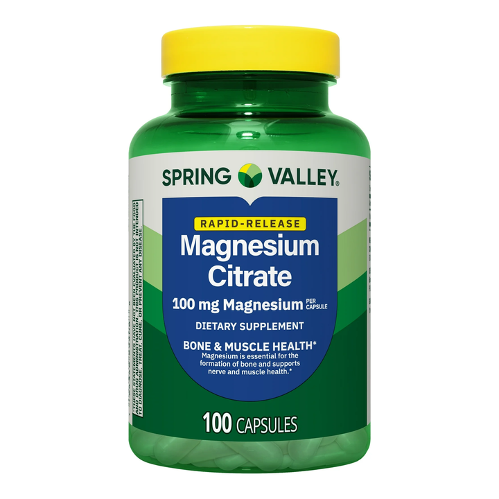 Vitamina / Suplemento / Salud Ósea y Muscular / Magnesio / SPRING VALLEY - Rapid-Release Magnesium Citrate 100 mg / 100  Capsules