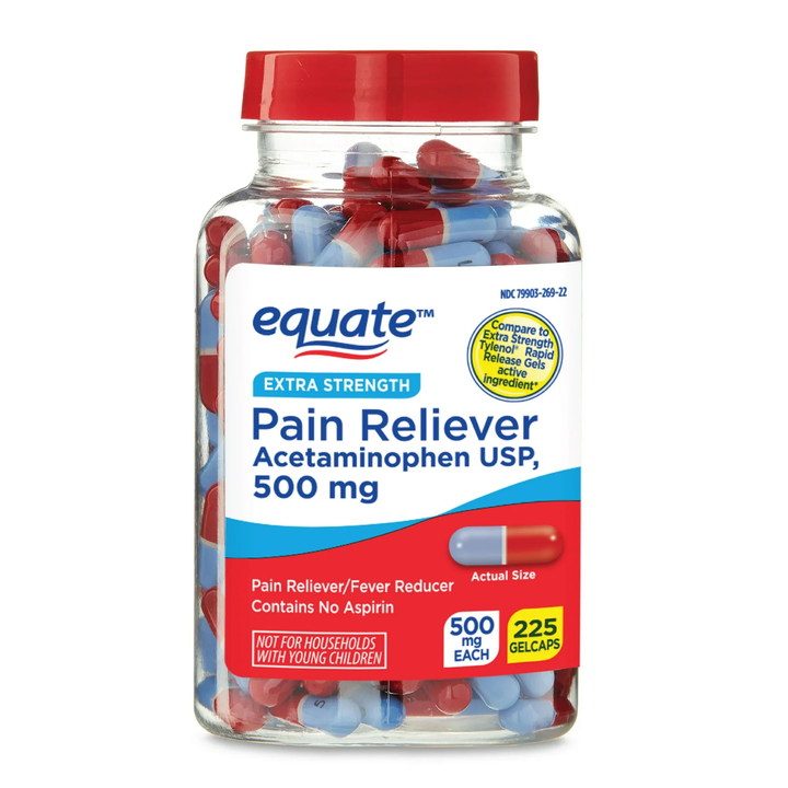 Medicamento / Analgésico Oral / Alivio del Dolor / Acetaminofén / EQUATE - Extra Strength Pain Reliever Acetaminophen 500 mg /  225 Gelcaps