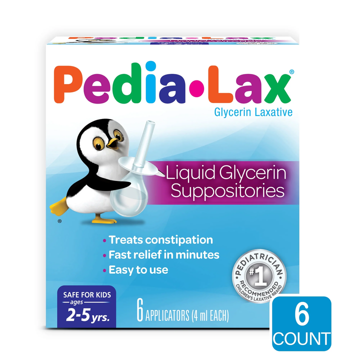 Medicamento / Laxante / Estreñimiento / PEDIA-LAX - Laxative Liquid Glycerin Suppositories for Kids / 6 Applicators