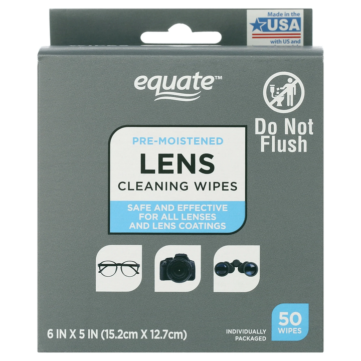 Limpieza / Anteojos / EQUATE - Pre-Moistened Lens Cleaning Wipes / 50 unidades