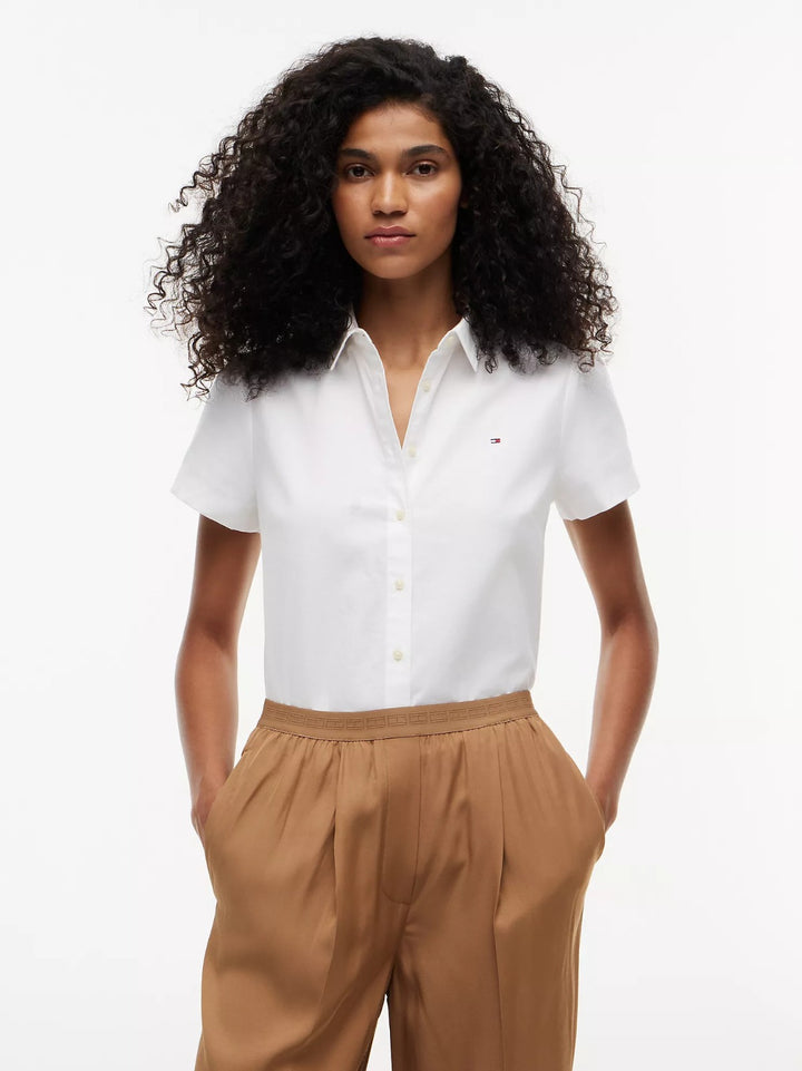 Blusa mujer / manga corta con botones / Blanca / TH / Talla M