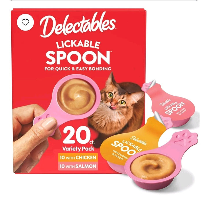 Hartz Delectables / Cuchara Lamible, Premios Húmedos Interactivos para Gato / 20 Unidades / Paquete Variado