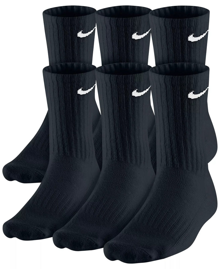 AP / NIKE - Medias deportivas unisex (Negro) NIKE / Talla L(8-12) / Paquete de 6 pares