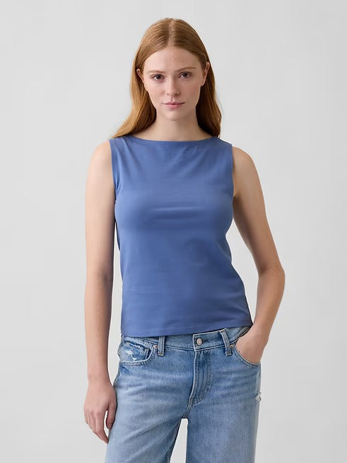 Blusa sin mangas con escote barco mujer / Azul / GAP / Talla M / MISC 2026 -VG