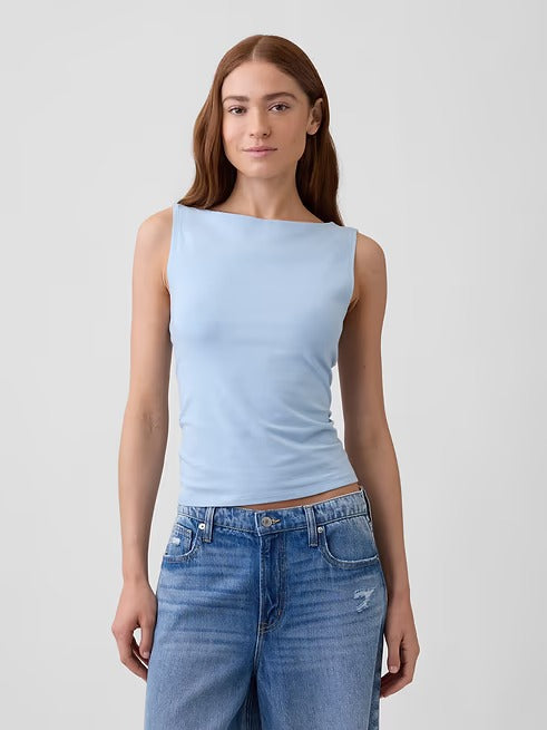 Blusa sin mangas con escote barco mujer / Celeste / GAP / Talla M / MISC 2026 -VG