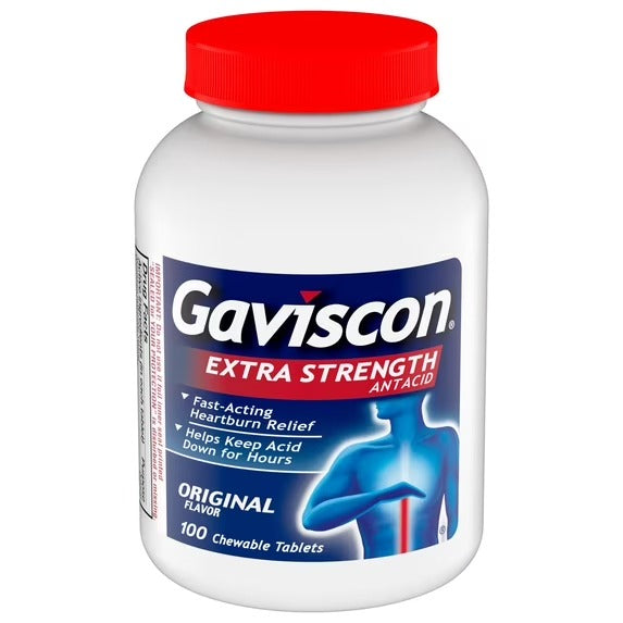 AP / Gaviscon / Tabletas Antiácidas Extra Fuertes para Alivio de la Acidez, 100 unidades